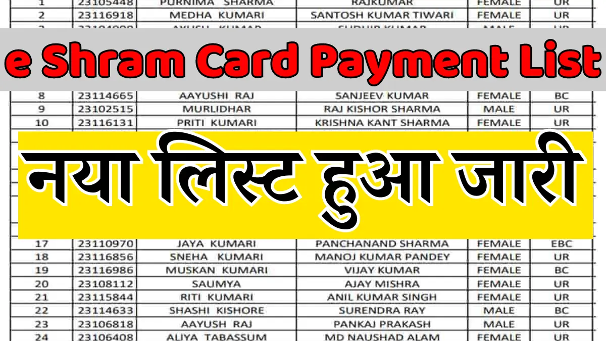 e Shram Card Payment List